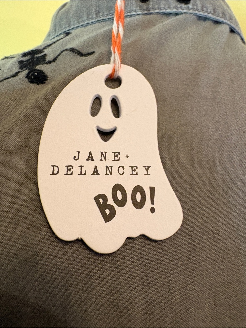 Jane and Delancey Gray Button-Down Shirt with Black Skeleton Print - Picture 5 of 12